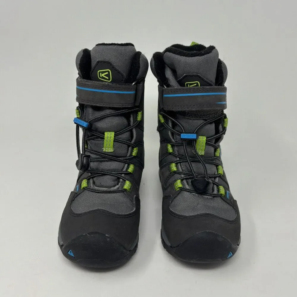 Keen Kids Levo Waterproof Insulated Winter Snow Boots Gray Blue Sz 8
